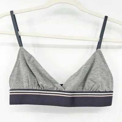 Sutiã Bralette Feminino Camada Marinha Macio Lounge Listrado Rosa Tamanho XS Cinza Urze - Imagem 1 de 4
