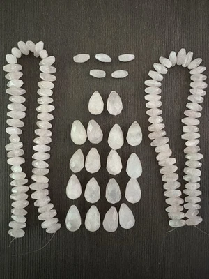 LOT Of Rose Quartz Stones Beads Faceted Briolette Chips Read Info - Image 1 of 4