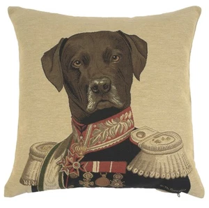 Funda Cojín Tapiz Europeo Negro Baron Labrador Decoración del Hogar Almohada 18x18 pulgadas - Imagen 1 de 5