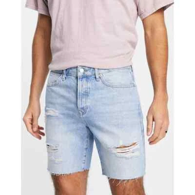 Topman отбеливатель синий тонкий разорванный джинсовой ткани короткие новый с Ярлыками размер 28 - Изображение 1 из 4