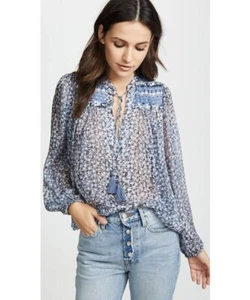 NWOT $425 ULLA JOHNSON "Constance" Top SZ 2 Tassel Tie Silk Boho Blouse - Picture 1 of 10