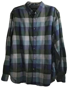 Banana Republic Hemd Herren XL blau grün kariert Flanell Luxe Camden Fit Knopf - Bild 1 von 8