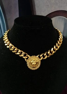 Collar de Colección Anne Klein Cristal León Pista Tono Dorado Cubano DISEÑADOR ALTA CALIDAD - Imagen 1 de 5
