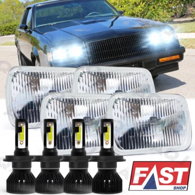 4pcs Fit Buick Regal Grand National 1982-1987 4X6" LED Headlights Halo - Image 1 of 4