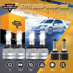 AUXBEAM 9005 9006 880 LED Headlight High+Low Beam+Fog Bulb For Chevy Tahoe 01-06 - Picture 1 of 12