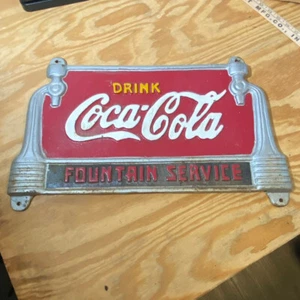 Coca-Cola Fountain Service Sign Cast Iron Advertising Chair Bench Sign Vtg Coke - Picture 1 of 21