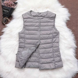 90% Ultra Light White Duck Down Women Vest Thin Duck Down Sleeveless Waistcoat - Picture 1 of 19