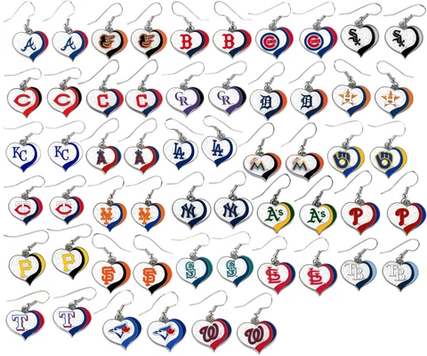 glitter heart earring dangle swirl charm MLB Pick your team Cover