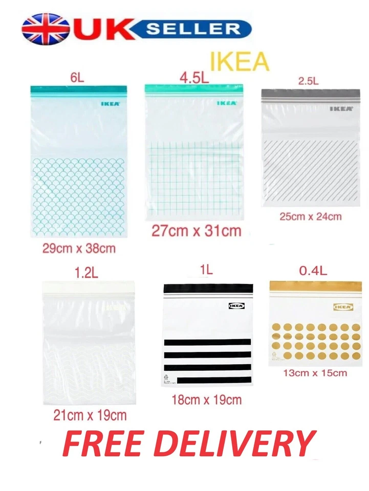IKEA Resealable Food Bags Fridge Freezer Kitchen Istad Picnic Disposable Bag