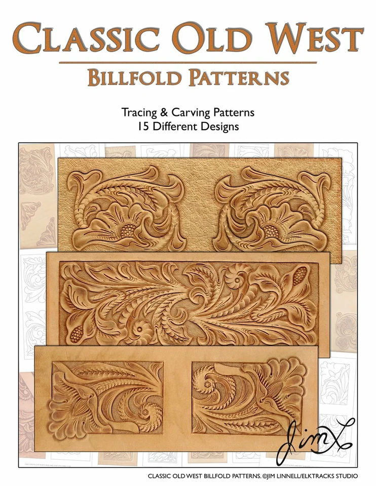 Classic Old West - 15 Tracing & Carving Leather Billfold Patterns by Jim Linnell - Image 1 of 1