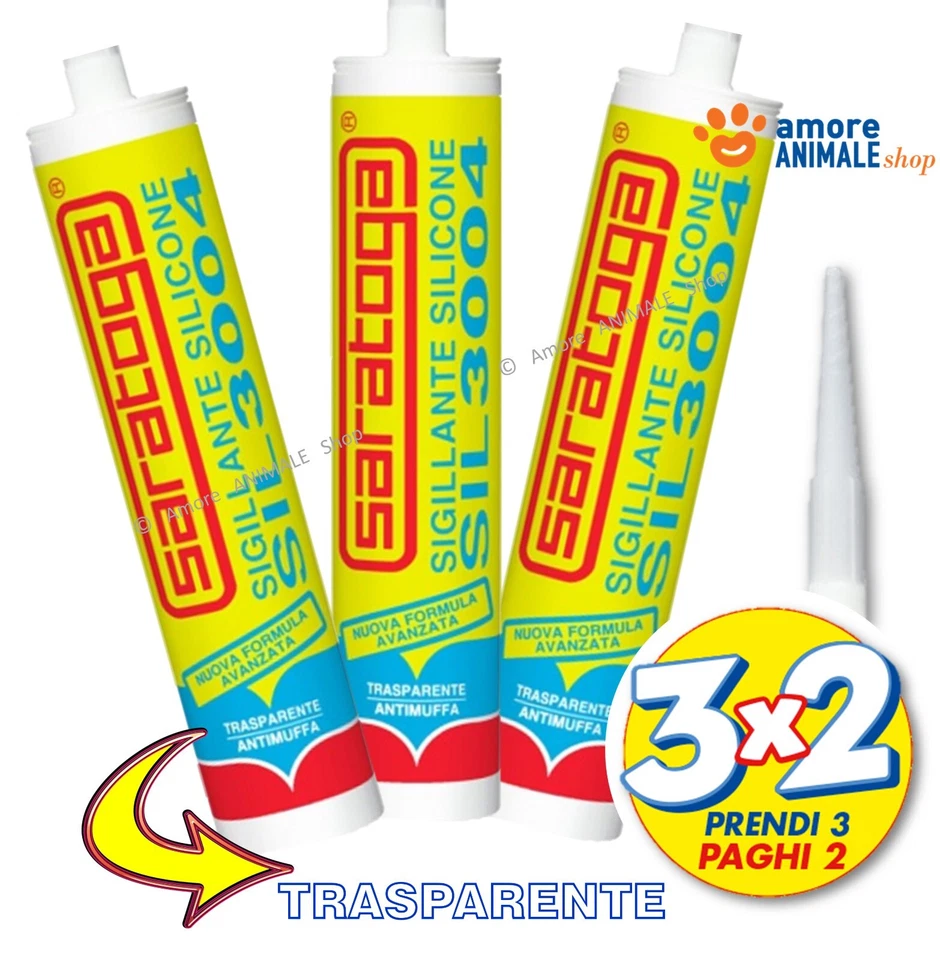 Saratoga SIL 3004 SILICONE Universale Antimuffa TRASPARENTE 280ml → OFFERTA