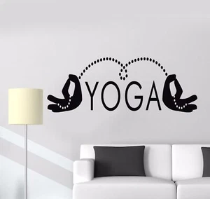 Vinyl Wall Decal Hands Yoga Center Word Stickers Mural (447ig) - Picture 1 of 3