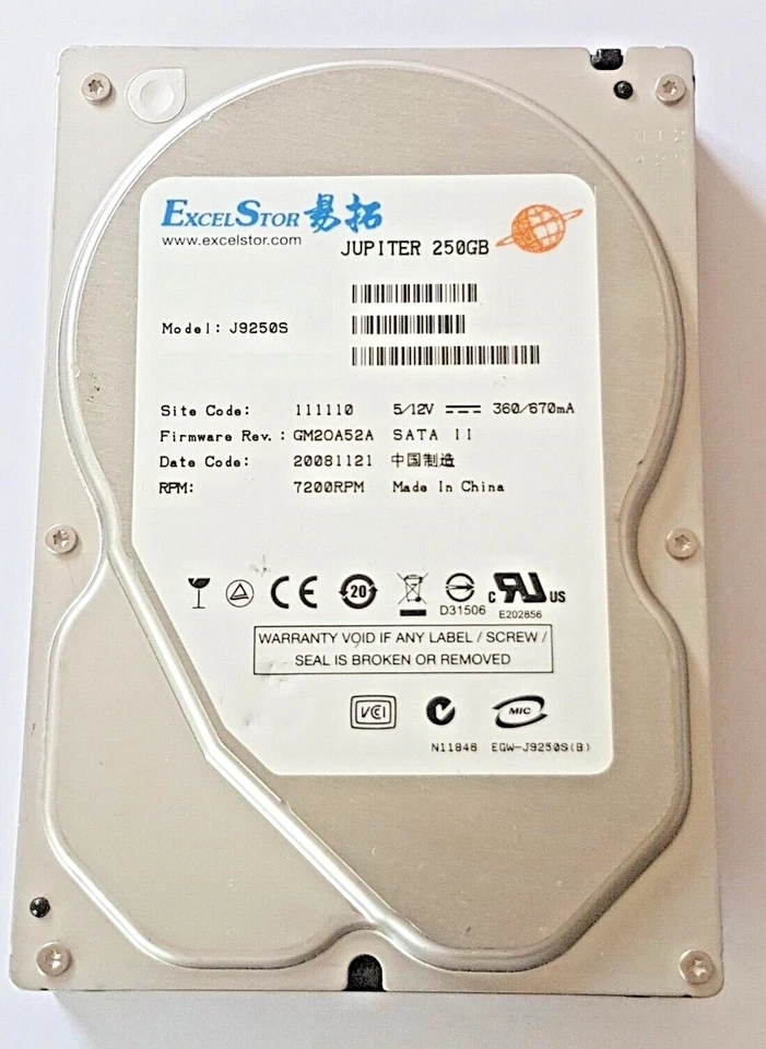 250 GB SATA II Excelstor Jupiter J9250S 7200RPM 8MB HDD 3.5 " Hard Drive New - Image 1 of 1