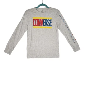 Converse Collegiate Mix Up Long Sleeve Shirt Graphic Tee Grey Boys Size Large - Picture 1 of 10