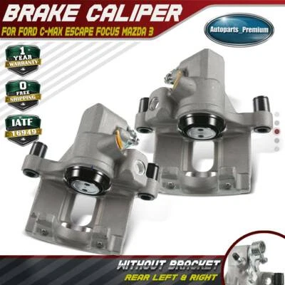 Pair Rear Brake Calipers for Ford Escape 2013-2016 Focus EcoSport Mazda 3 Sport - Image 1 of 4