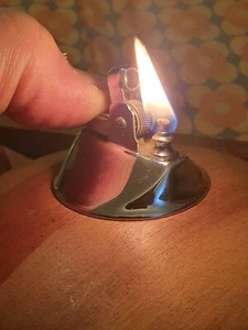 Vintage Ronson Art Deco Wood Base Round Petrol Table Lighter - Picture 1 of 7