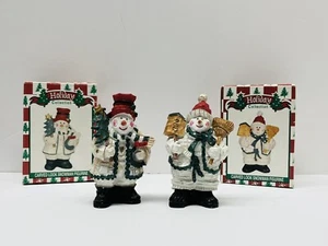 Figura de muñeco de nieve World Bazaars en caja - aspecto tallado - resina (juego de 2) - Imagen 1 de 12