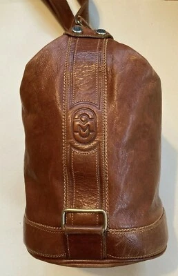 Bolso de Hombro Grande Marino Orlandi Marrón Italiano Cuero Eslinga Cubo Foto 1 de 4