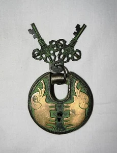 Cerraduras de puerta antiguas de diseño de elefante colección de latón pesado llave redonda candado RO83 - Imagen 1 de 4