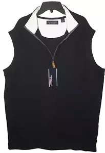 Gilet Roundtree Yorke uomo 1/4 zip ALTO 3XT nero casual golf attivo nuovo con etichette - Foto 1 di 3