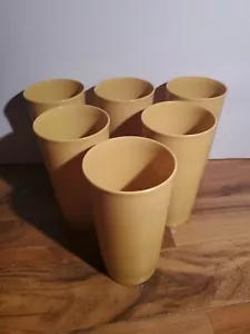 Vintage Tupperware Harvest Gold Cups Tumblers 873 12 oz Set Of 6 Retro - Picture 1 of 3