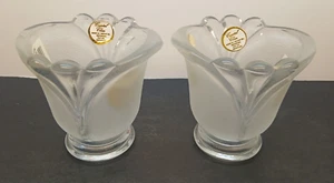 Crystal Clear 315425N Tulip Shaped Frosted Glass Candle Holders - Picture 1 of 6