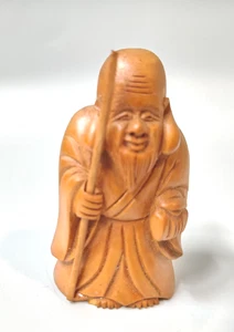 Japanische handgeschnitzte Holz 7 Glücksgötter Fukurokuju Weisheit & Glück - Bild 1 von 5