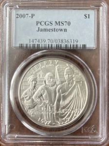 2007 P Jamestown Commemorative Silver Dollar PCGS MS70 - Picture 1 of 2