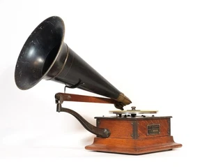 1902 Victor R Phonograph w/Exhibition Jr Reproducer & Zinc Bell Horn * Excellent - Picture 1 of 18