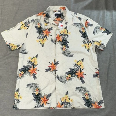 Jos A Bank Linen/Cotton Hawaiian Shirt Camp Floral Size Large Mens Beach Preppy - Image 1 of 4