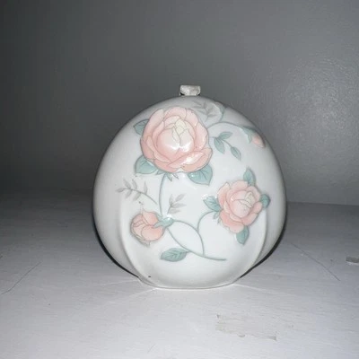 A  Ceramic Potpouri Pomander Satchet Holder- White With Flowers Pre-owned - Image 1 of 4