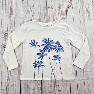 Tommy Bahama Palm Viale White Blue Embroidered Lightweight Sweatshirt Medium - Image 1 of 4