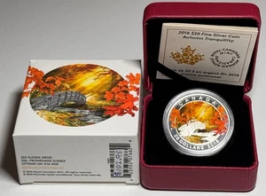2016 Canada $20 Autumn Tranquility .9999 Fine Silver Coin - Complete - Picture 1 of 2