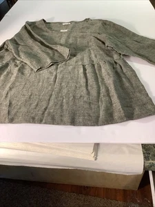 Neu mit Etikett J.Jill schwarzes gewebtes Leinentop mit 3/4-Ärmeln - Bild 1 von 7