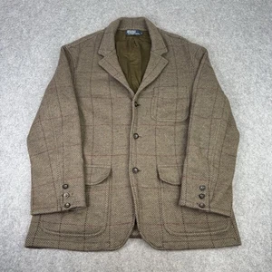 Polo Ralph Lauren Blazer Herren Large Grün Kariert Fischgrät Tweed Wolljacke - Bild 1 von 19