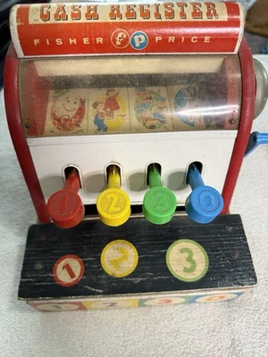 Caja registradora de madera Fisher-Price #972 vintage sin monedas años 60 Foto 1 de 4