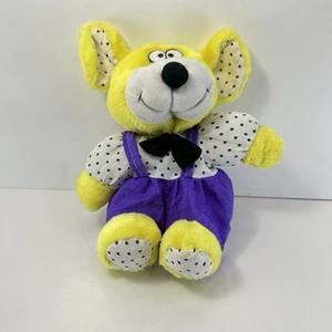 Nylon 8” Stuffed Mouse PLAY BY PLAY Vintage Plush Toy Mouse Yellow Purple - Picture 1 of 9