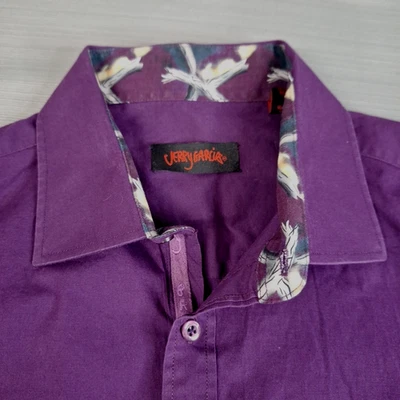 Camisa Jerry Garcia Roffe Púrpura Abotonada Manga Larga Estampado Puño Talla XL 17.5 Foto 1 de 4