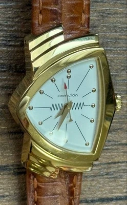 Hamilton Ventura H241010 Gold Quartz Watch Classic Triangle Design Gold - image 1 of 4