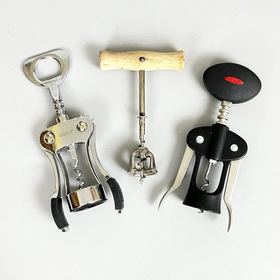 Lot of 2 Stainless Steel Mechanical Winged Corkscrew Wine Bottle Opener Set - Image 1 of 4