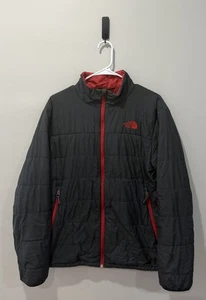 The North Face Winter Puffer Mantel Herren Medium grau rot durchgehender Reißverschluss isoliert (Mangel) - Bild 1 von 6