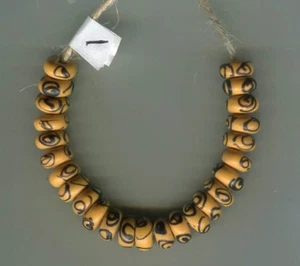 African Trade beads Vintage Antique Venetian glass beads yellow fancy - Picture 1 of 2