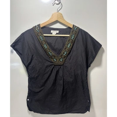 Túnica Top Orgánica Loomstate Algodón Seda Cuentas Sostenible Lujo Lujo Talla XS Foto 1 de 4