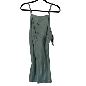 De Laru Y2K Dress Juniors Size 9/10 Green Satin Embroidered 90s Fairycore Party - Picture 1 of 13