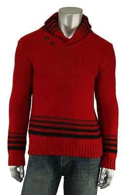 Men's Ralph Lauren RRL Vintage Red Heavy Wool Shawl Neck Sweater New $495 - Image 1 of 4