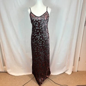 Rampage Y2K Brown burnt out Velvet lined Maxi spaghetti strap Dress size 7 - Picture 1 of 15