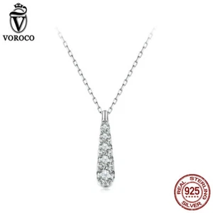 Elegante Collar Lágrima Voroco Real Plata 925 Joyería Elegante Para Mujer Regalos - Imagen 1 de 15