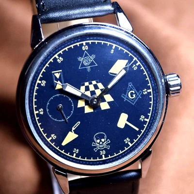 Soviet Watch Marriage Masonic Style Vintage Men's Wrist Watch USSR Serviced - Photo 1/4
