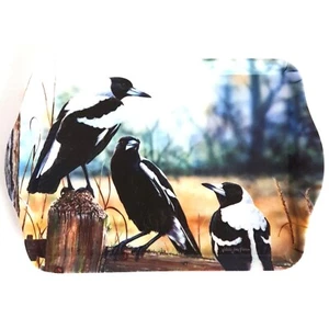 Ashdene Melamine Scatter Cake Snack Tray Australian Magpie Birds Fauna Souvenir - Picture 1 of 3