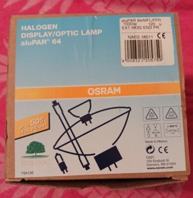 OSRAM Halogen Display/Optic Lamp aluPAR 64/MFL/FFR 1000W 120V NAED 56011 - Image 1 of 4